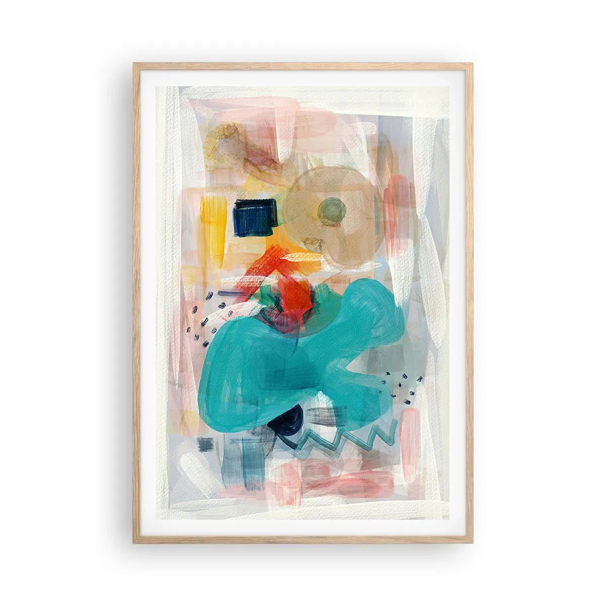 Plakat w ramie jasny dąb - Kolorowa gra - 70x100 cm