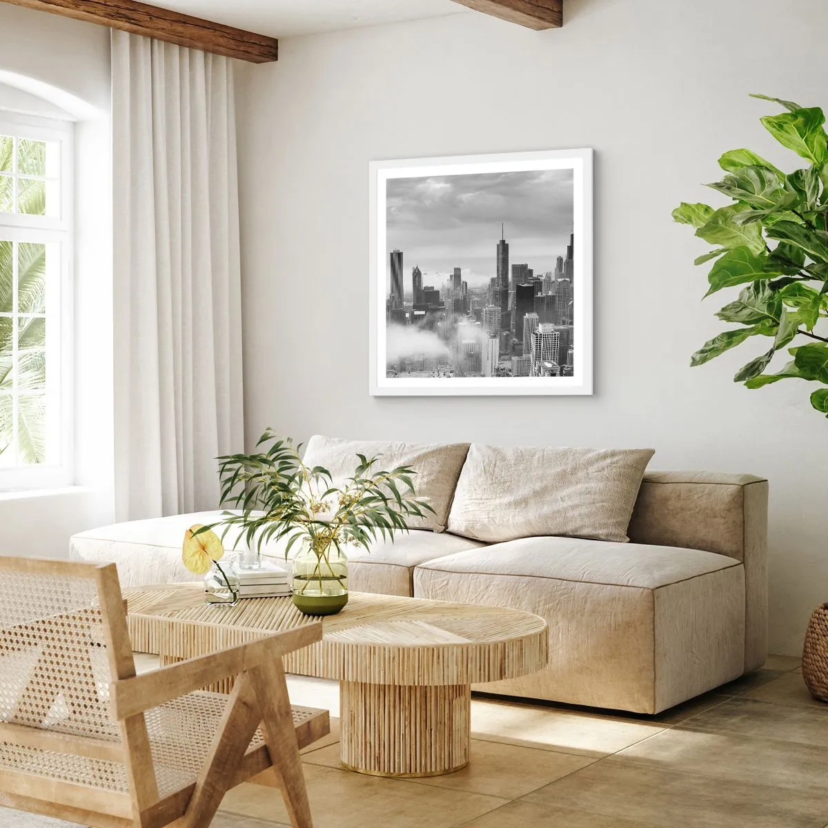 Plakat w białej ramie - Pejzaż amerykański - 30x30 cm