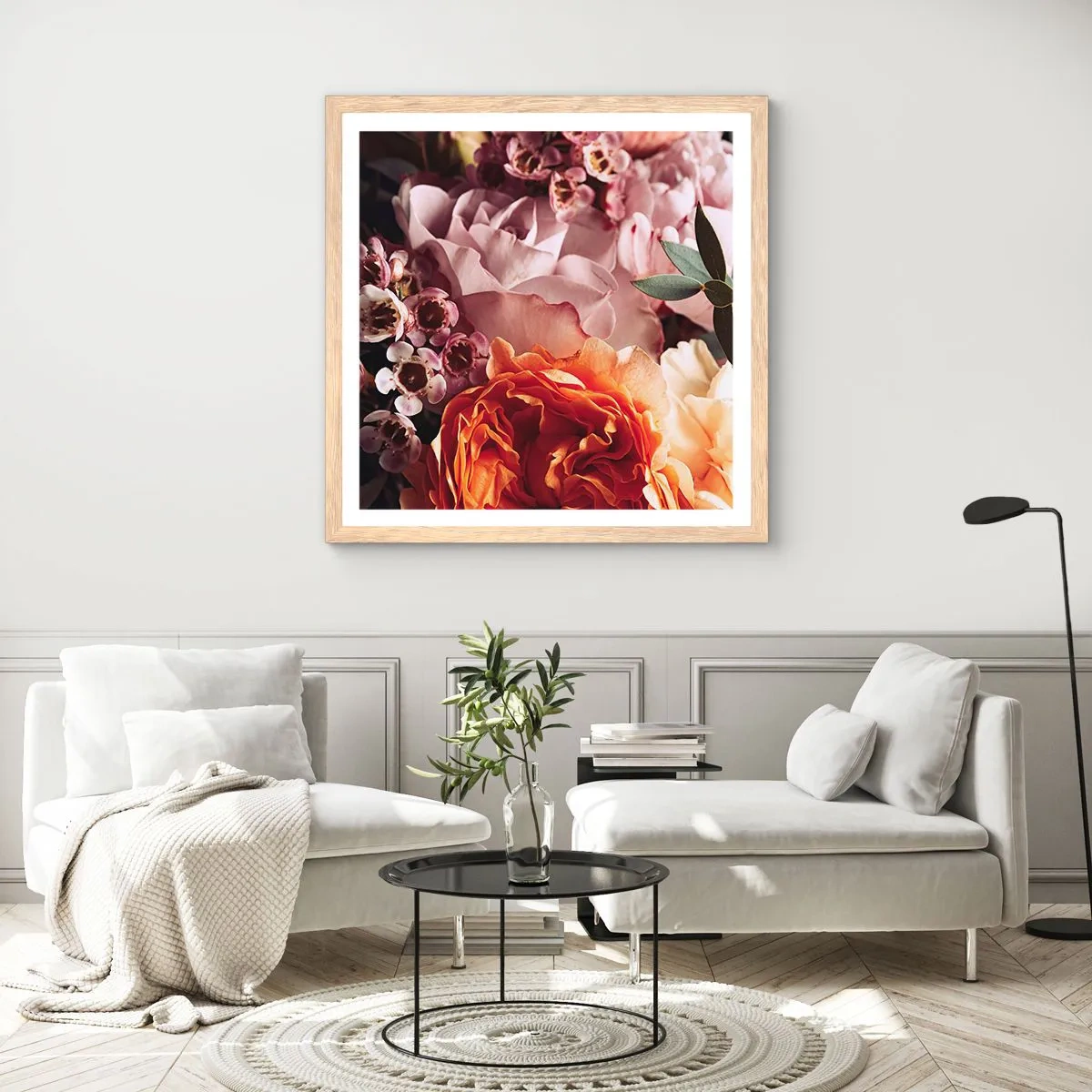 Plakat w ramie jasny dąb - Otulone pięknem - 60x60 cm