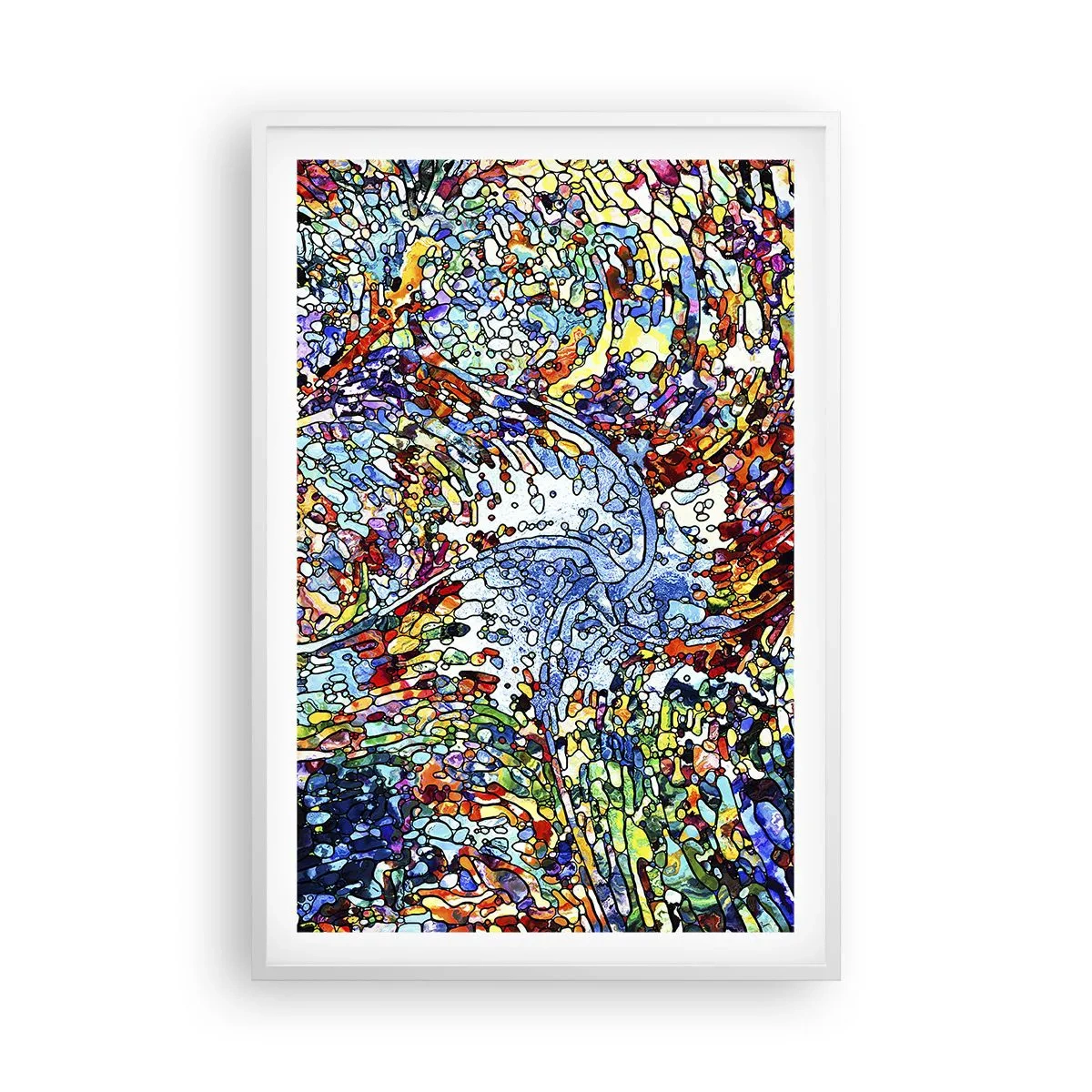 Plakat w białej ramie - Witraż kroplisty - 61x91 cm