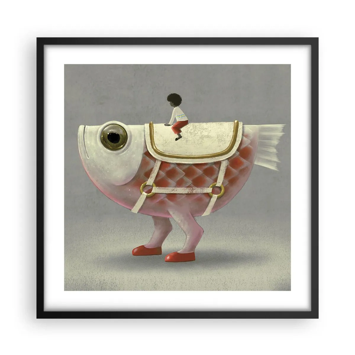 Plakat w czarnej ramie - Ryboński jeździec - 50x50 cm