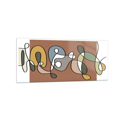 Obraz na szkle - Kolorowa abstrakcja z plamami i liniami - 120x50cm - Abstrakcja warta uśmiechu - Nowoczesna dekoracja ścienna do salonu i sypialni ARTTOR