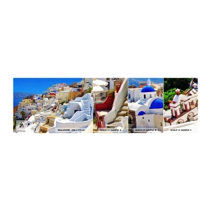 Fototapeta Próbka Samoprzylepna Deluxe Sticker - Marzenie o greckim lecie - Architektura, Krajobraz, Santorini - 100x30 cm