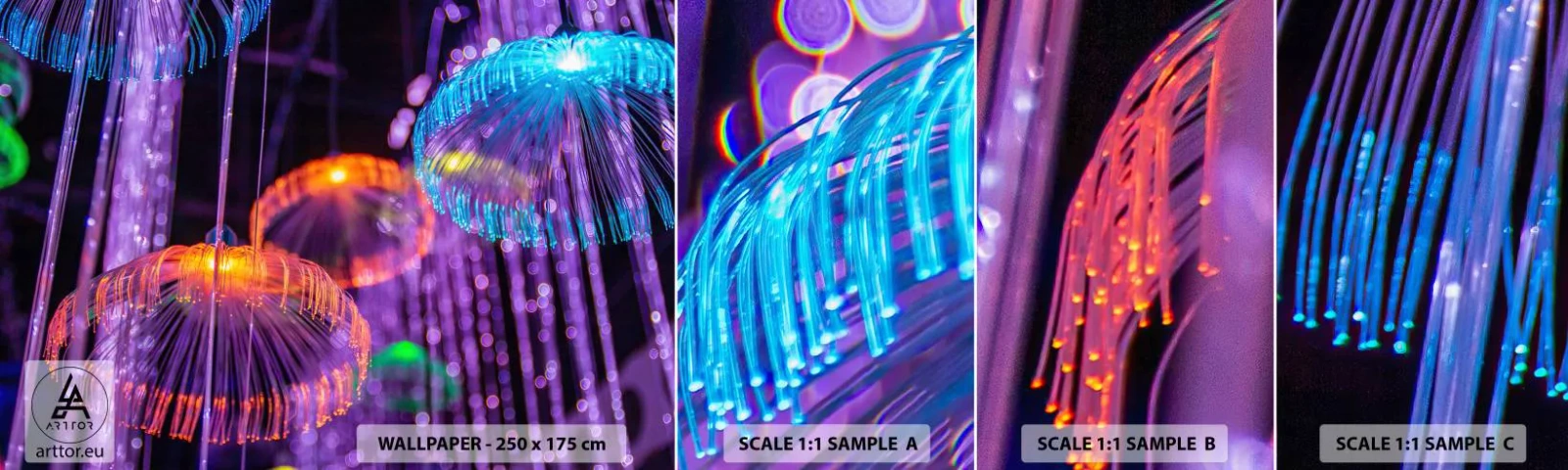 Fototapeta Próbka Standard Eco - Świetlna fontanna - Neon, Światła, Luminacja - 100x30 cm