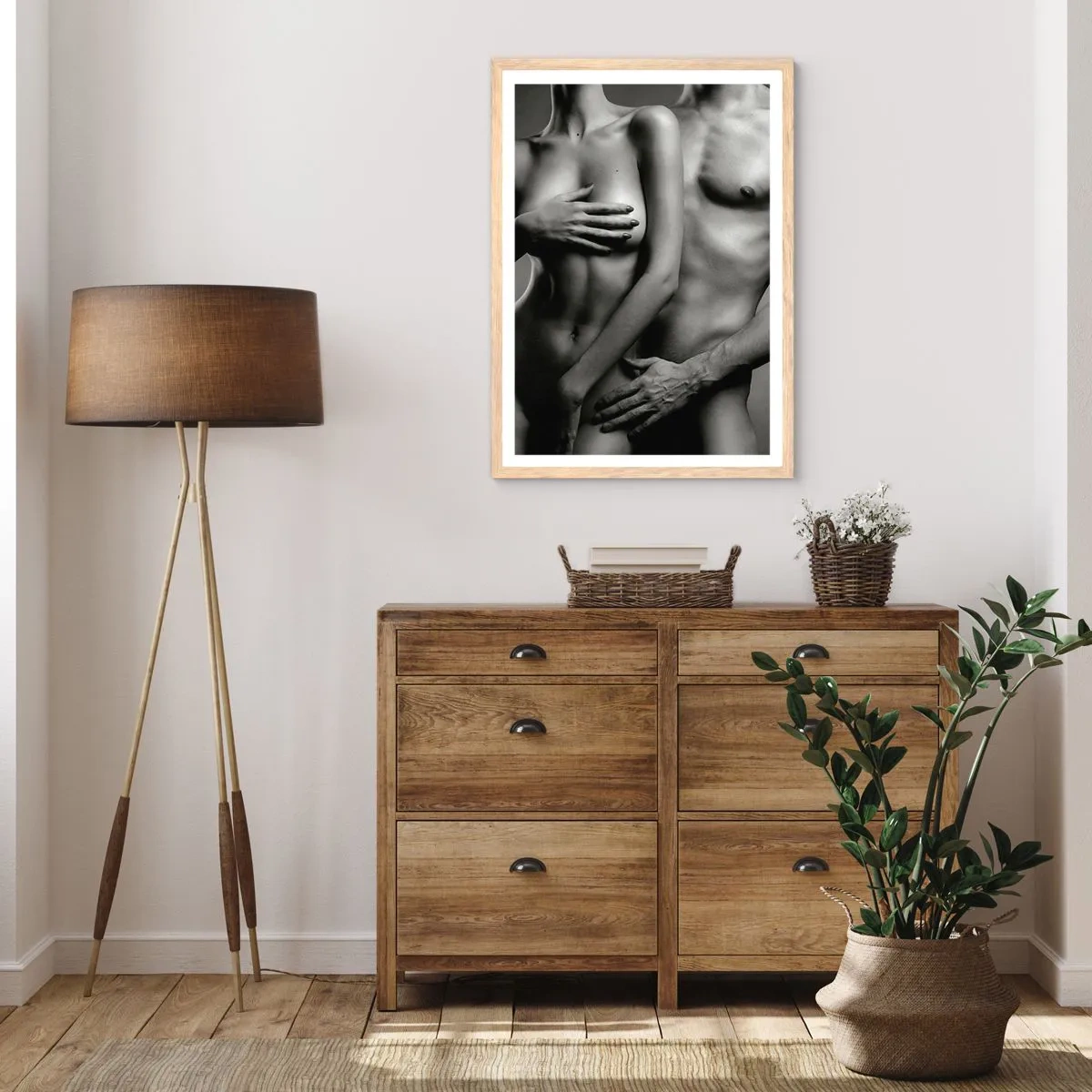 Plakat w ramie jasny dąb - Adam i Ewa - 70x100 cm