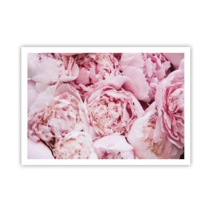 Plakat - Bukiet różowych piwonii w zbliżeniu - 100x70cm - Przytulone i pachnące - Nowoczesna dekoracja ścienna do salonu i sypialni ARTTOR
