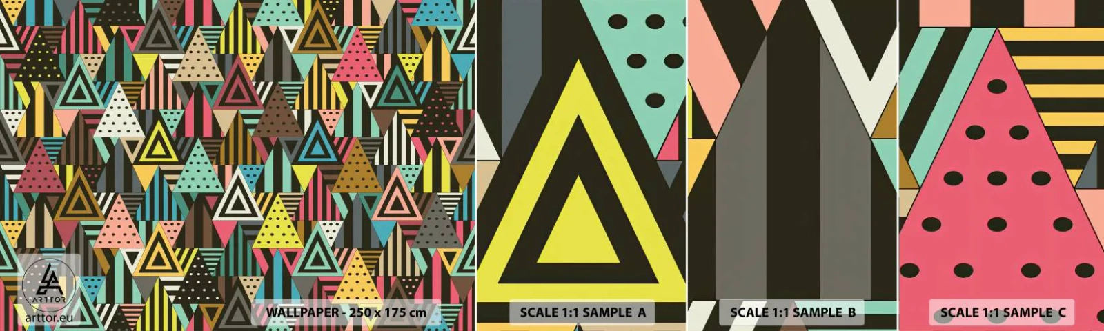 Fototapeta Próbka Standard Eco - W rytmie na trzy - Abstrakcja, Sztuka, Trójkąty - 100x30 cm