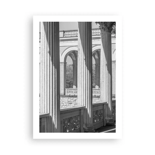 Plakat - Kolumny w architekturze z subtelnymi cieniami - 50x70cm - Słoneczna arkada - Nowoczesna dekoracja ścienna do salonu, kuchni i sypialni ARTTOR