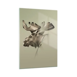 Obraz na szkle - Nowoczesny wizerunek łosia na zielonym tle - 50x70cm - Łagodna siła spokoju - Nowoczesna dekoracja ścienna do salonu, kuchni i sypialni ARTTOR