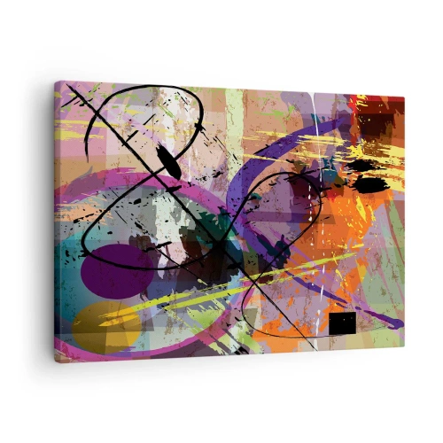 Obraz na płótnie - Kolorowy abstrakcyjny wzór z dynamicznymi liniami i kształtami - 70x50cm - Można wprost lub naokoło - Nowoczesna dekoracja ścienna do salonu i sypialni ARTTOR