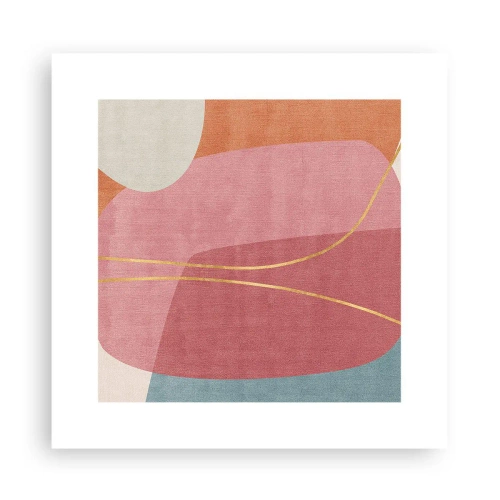 Plakat - Pastelowa kompozycja z nicią złota - 30x30 cm