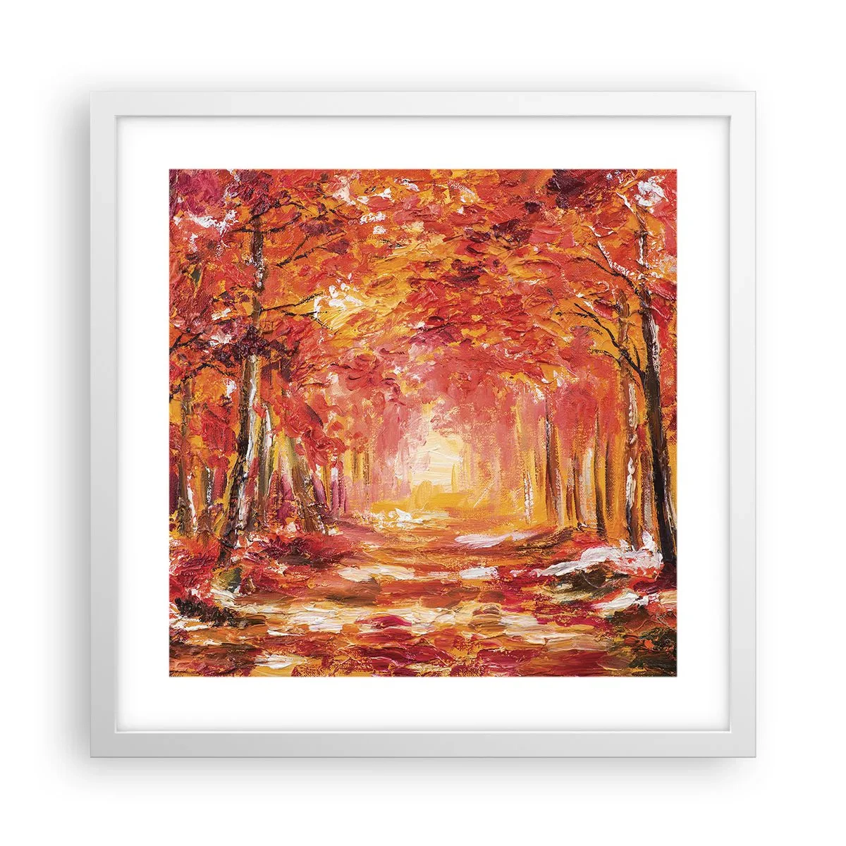 Plakat w białej ramie - Miedziany las - 40x40 cm