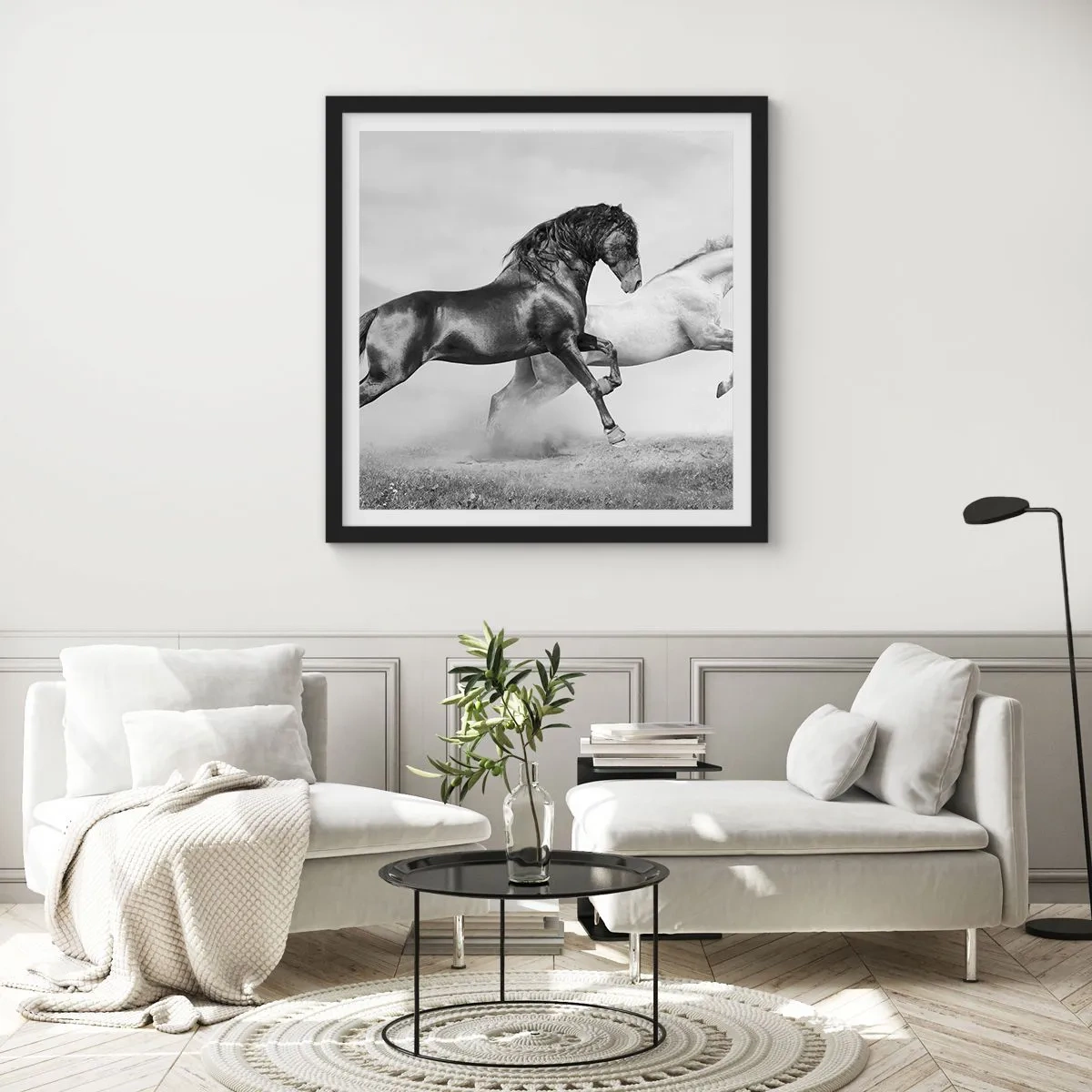 Plakat w czarnej ramie - Anioły i demony - 60x60 cm