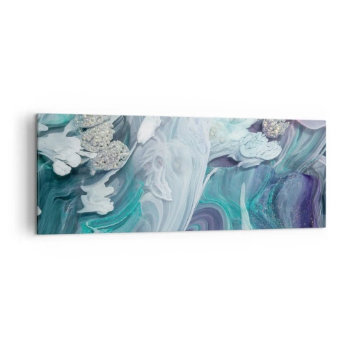 Obraz na płótnie - Abstrakcyjne wiry w odcieniach błękitu i bieli - 140x50cm - Nurty błękitu - Nowoczesna dekoracja ścienna do salonu i sypialni ARTTOR