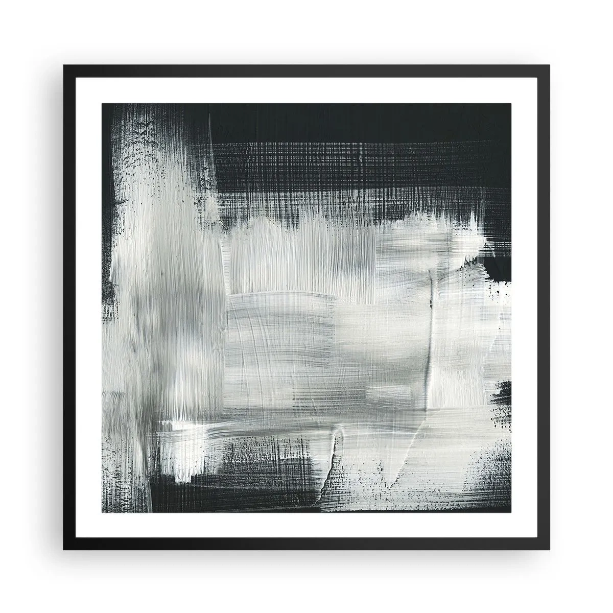 Plakat w czarnej ramie - Utkane z pionu i poziomu - 60x60 cm