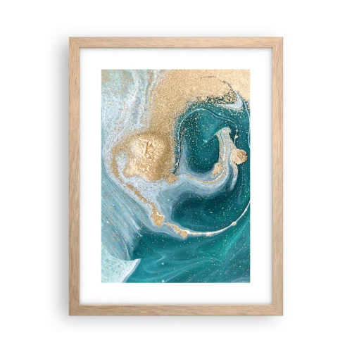 Plakat w ramie jasny dąb - Wir złota i turkusu - 30x40 cm