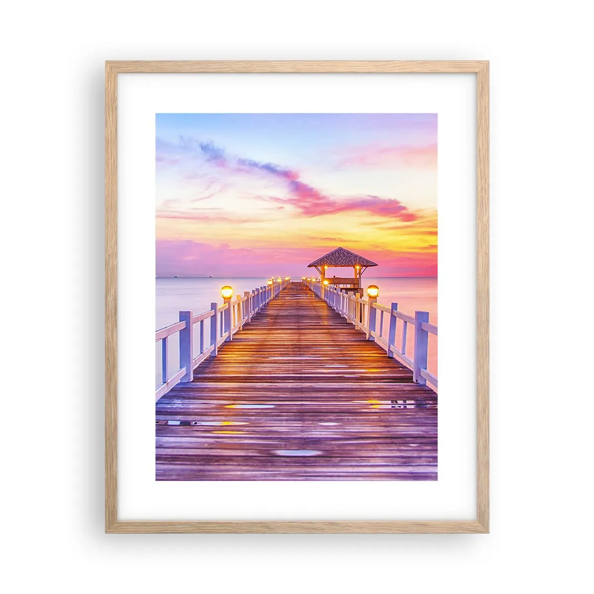 Plakat w ramie jasny dąb - Liliowo-złota cisza wieczoru - 40x50 cm