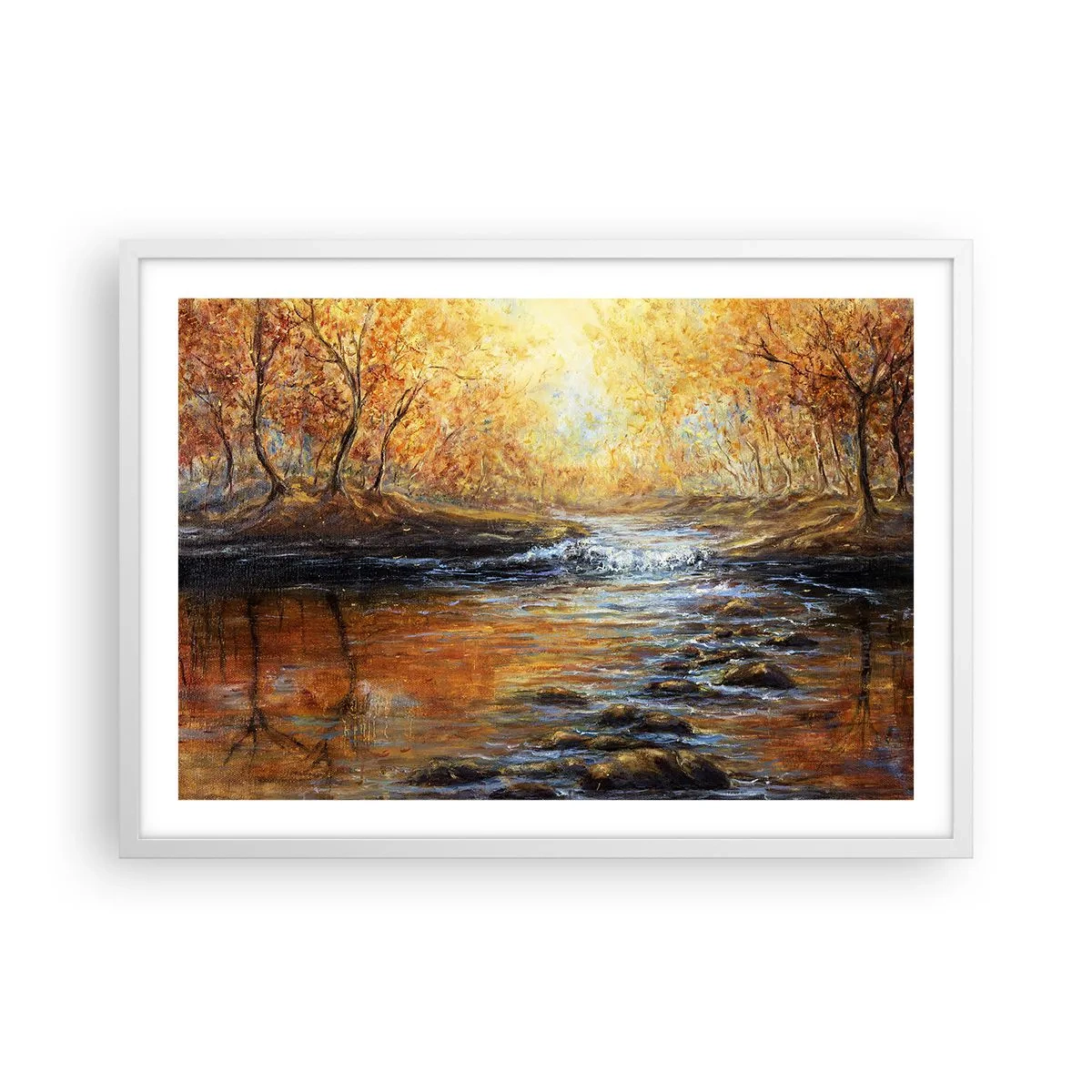 Plakat w białej ramie - Złoty potok - 70x50 cm
