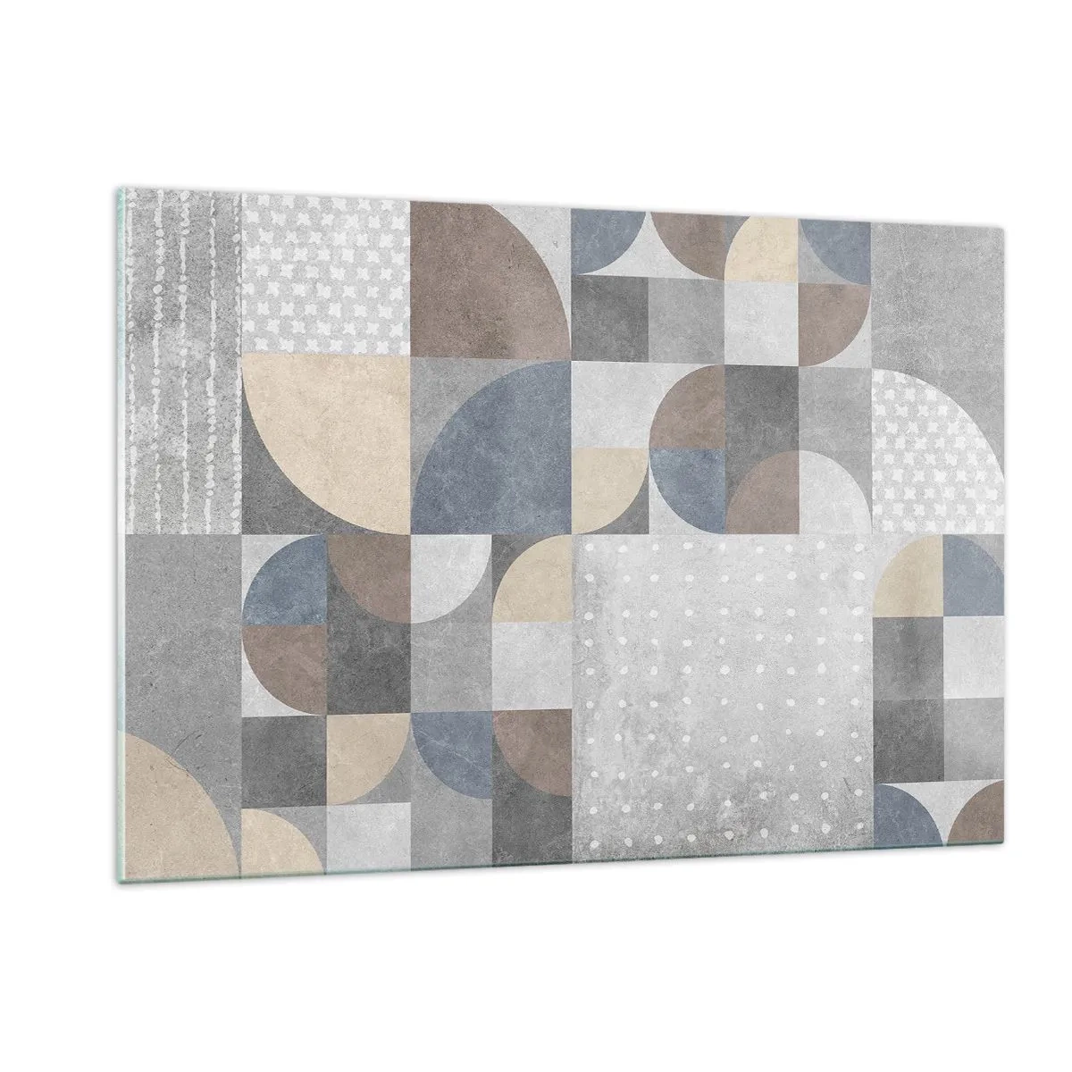Obraz na szkle - Abstrakcyjna kompozycja geometryczna z różnymi kształtami i odcieniami szarości - 120x80cm - Ceramiczna fantazja - Nowoczesna dekoracja ścienna do salonu, kuchni i sypialni ARTTOR
