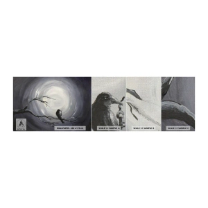 Fototapeta Próbka Premium Canvas - Klucz do tajemnicy nocy - Abstrakcja, Wrona, Ptak - 100x30 cm