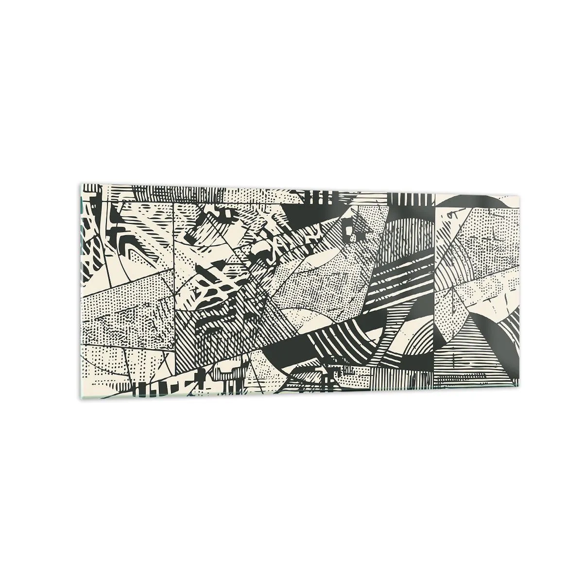 Obraz na szkle - Geometryczne abstrakcyjne wzory w odcieniach zieleni na jasnym tle - 120x50cm - Dynamika współczesności - Nowoczesna dekoracja ścienna do salonu i sypialni ARTTOR