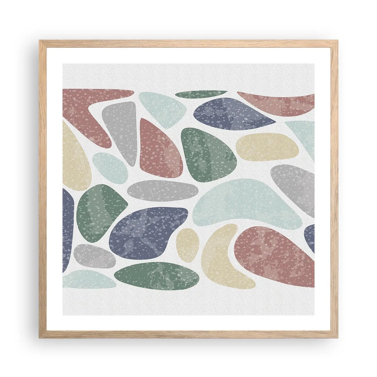 Plakat w ramie jasny dąb - Mozaika pudrowanych barw - 60x60 cm