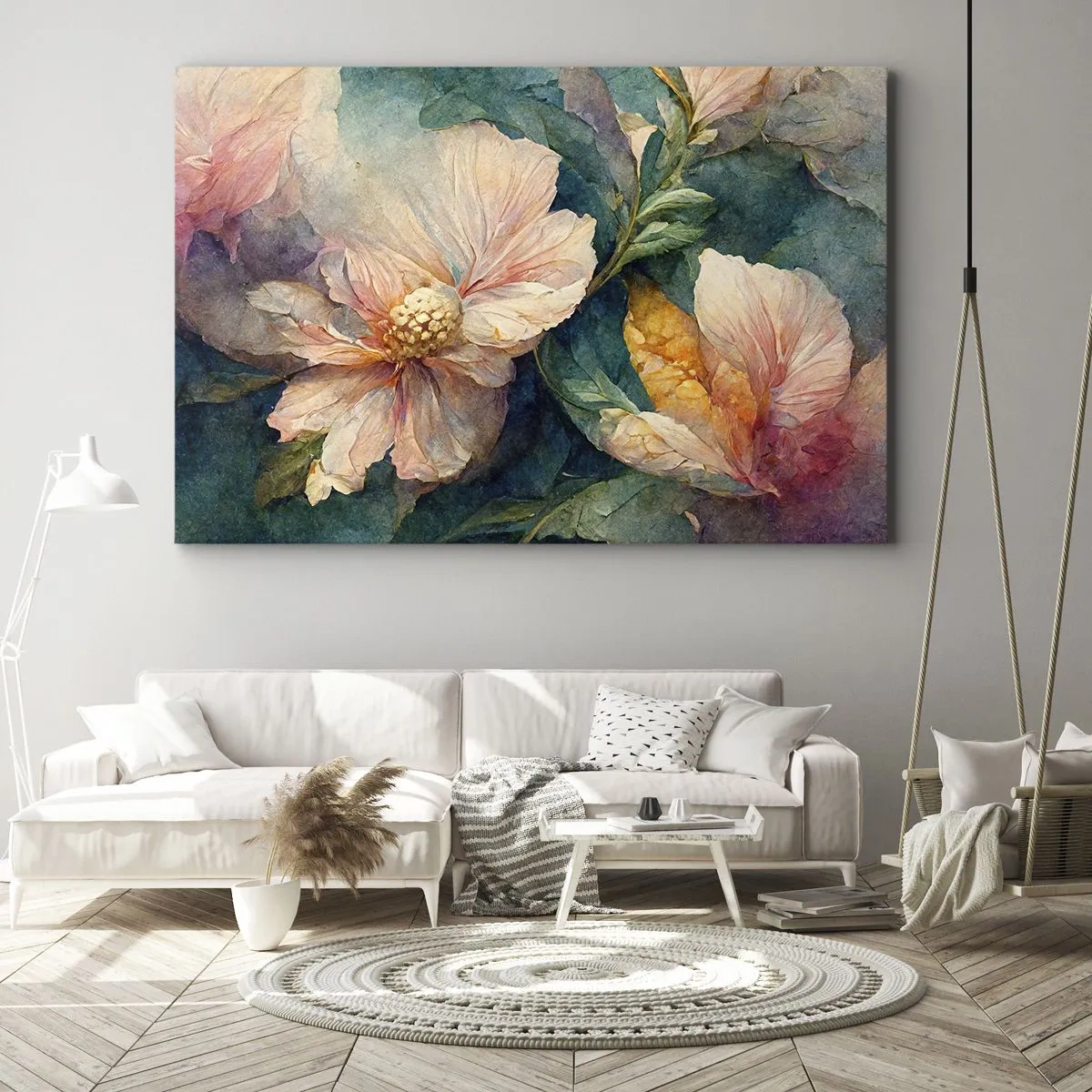 Obraz na płótnie - Delikatne kwiaty w pastelowych barwach - 70x50cm - Sama subtelność - Nowoczesna dekoracja ścienna do salonu i sypialni ARTTOR