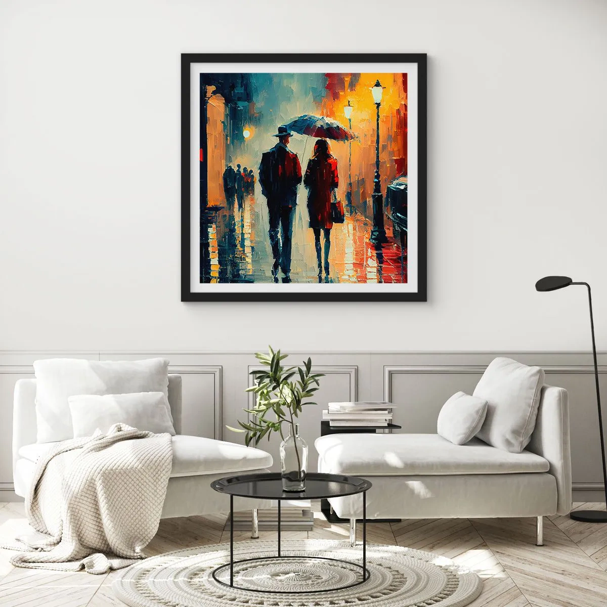 Plakat w czarnej ramie - Miejska love story - 30x30 cm