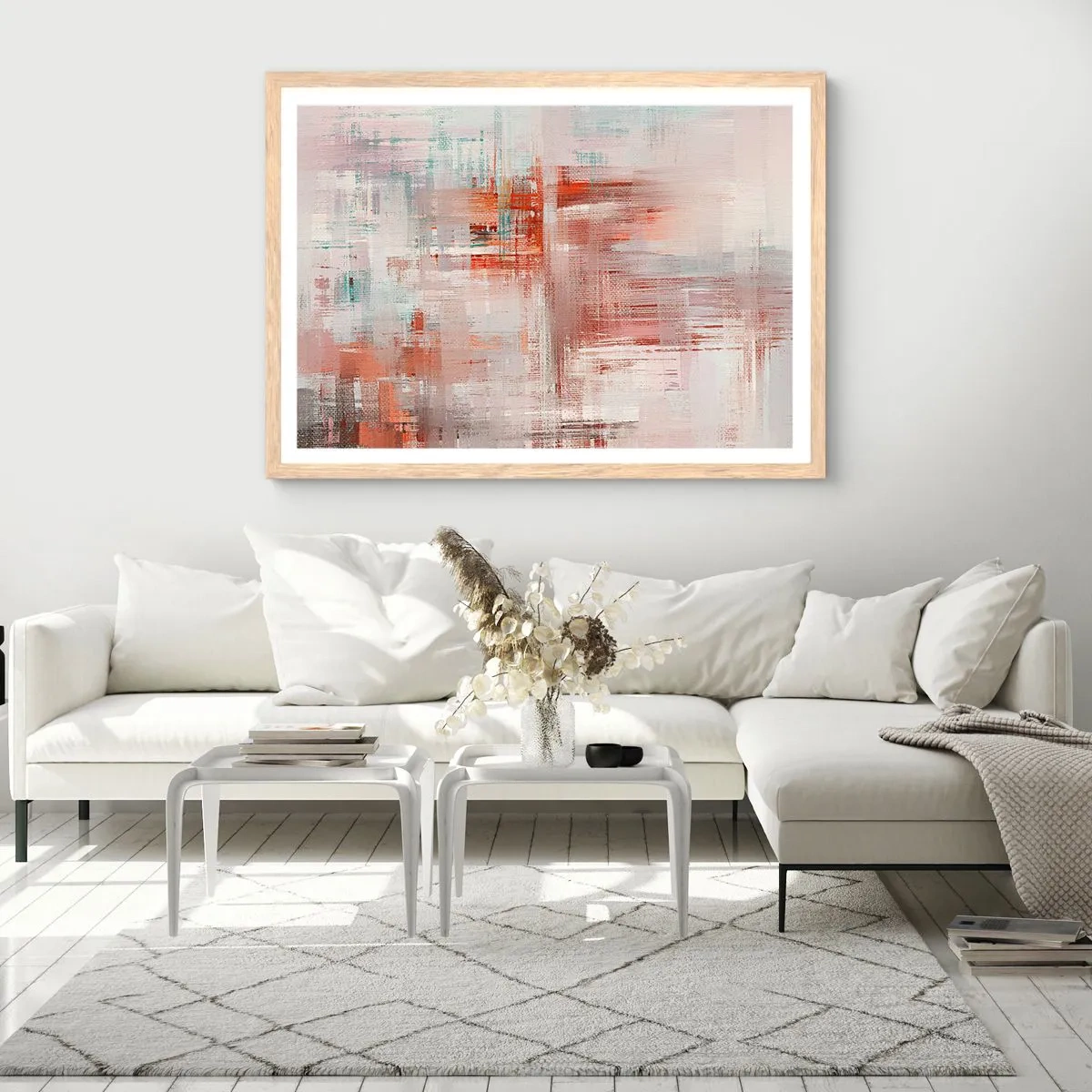 Plakat w ramie jasny dąb - Zamglone. Ale różowe - 91x61 cm