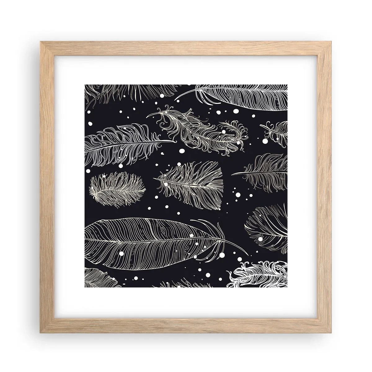 Plakat w ramie jasny dąb - Pierzasta koronka - 30x30 cm