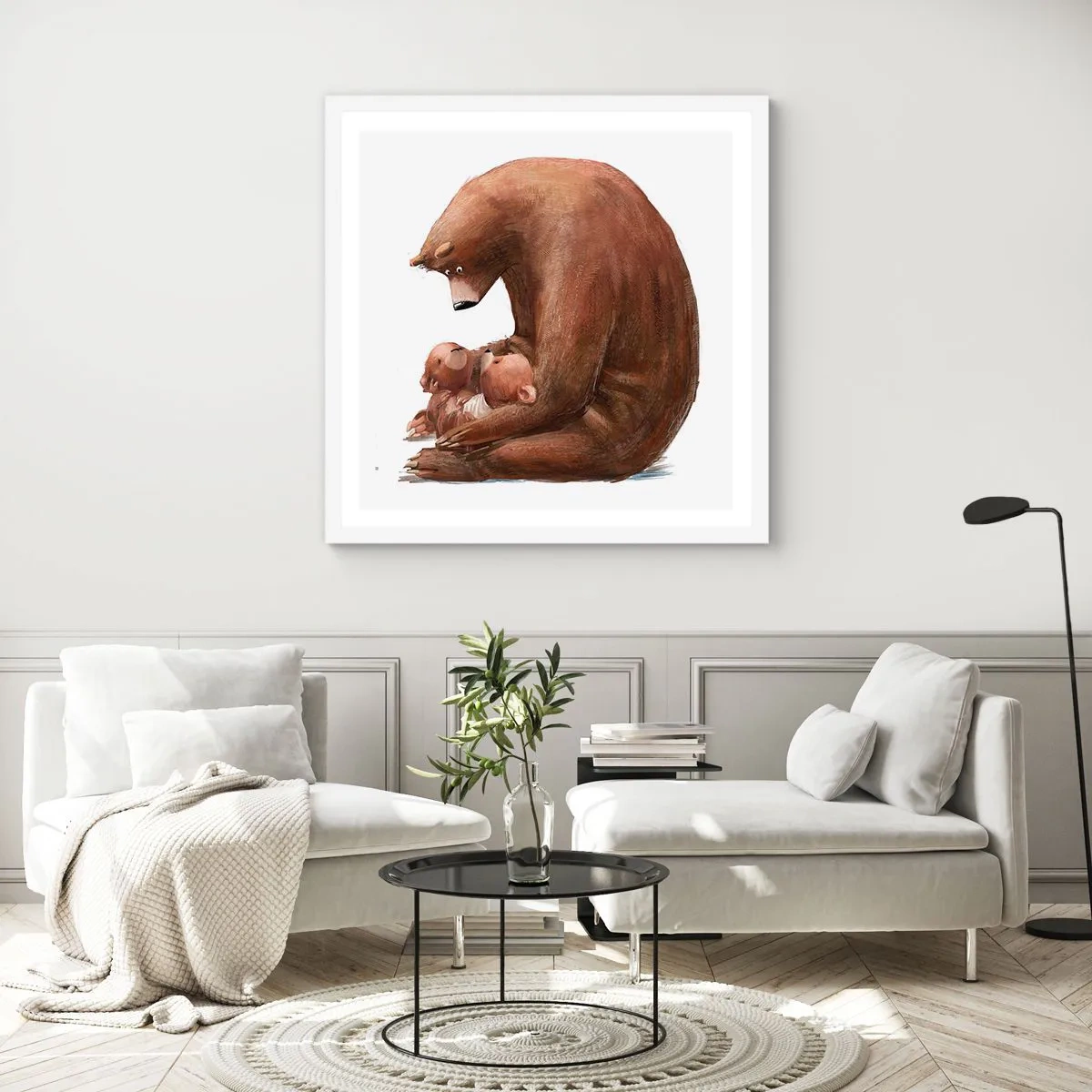 Plakat w białej ramie - Słodkich snów, dzieciaki - 50x50 cm