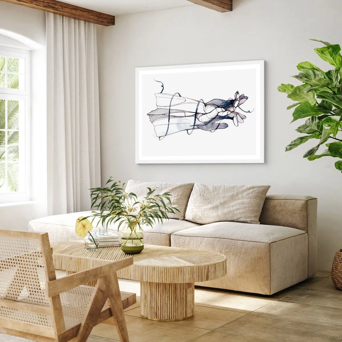 Plakat w białej ramie - Studium dotyku - 70x50 cm