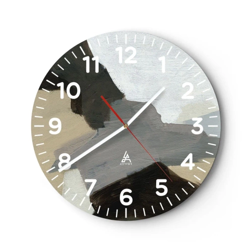 Zegar ścienny - Abstrakcja: rozstaje szarości - 40x40 cm