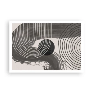 Plakat - Geometryczne linie i owale w monochromatycznych odcieniach - 100x70cm - Owal zwycięża - Nowoczesna dekoracja ścienna do salonu i sypialni ARTTOR
