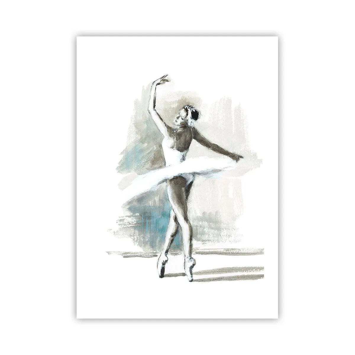 Plakat - Tancerka baletowa w białej sukni podczas występu - 50x70cm - Zaklęta w łabędzia - Nowoczesna dekoracja ścienna do salonu, kuchni i sypialni ARTTOR