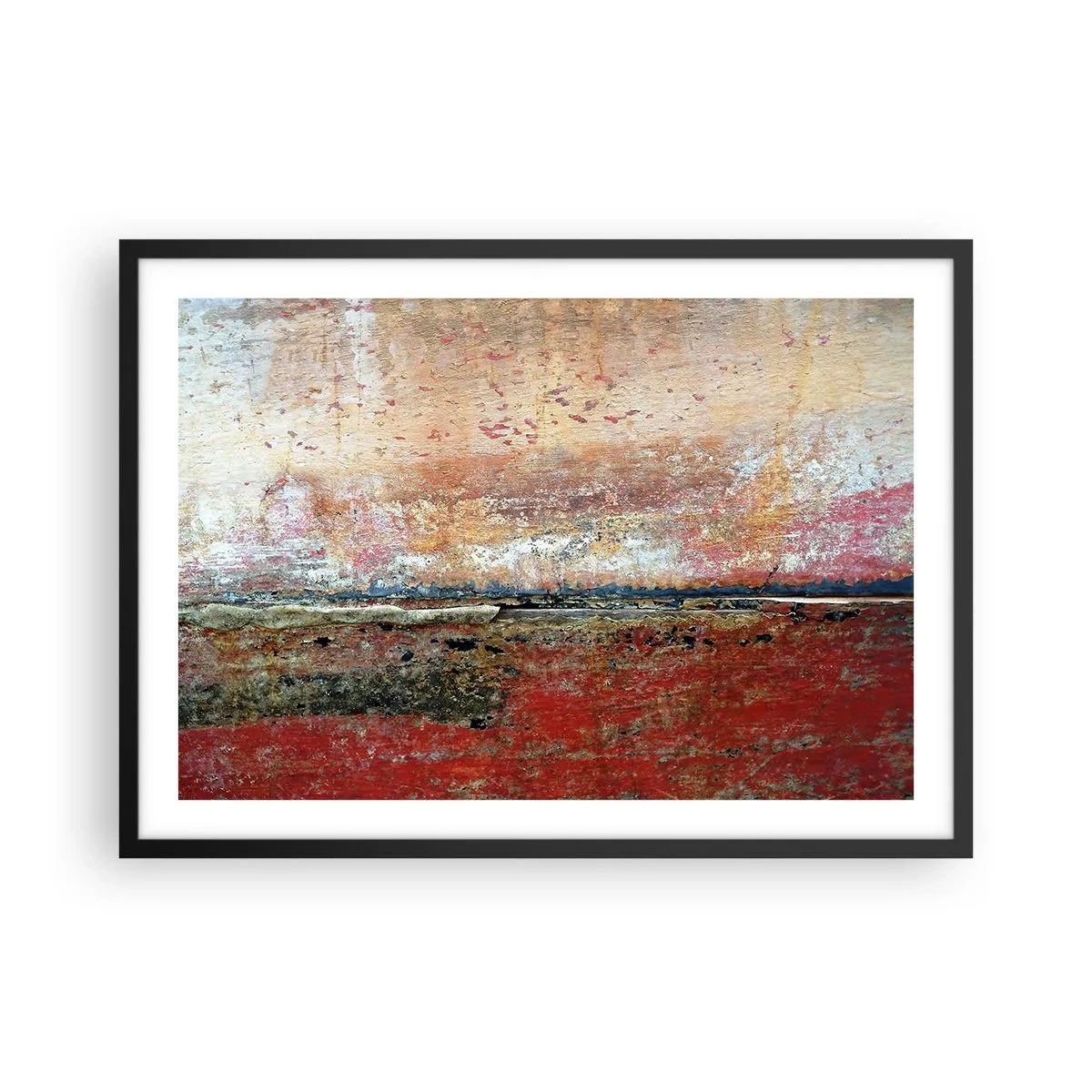 Plakat w czarnej ramie - Abstrakcyjna kompozycja inspirowana morzem i naturą - 70x50cm - Może to morze - Nowoczesna dekoracja ścienna do salonu i sypialni ARTTOR