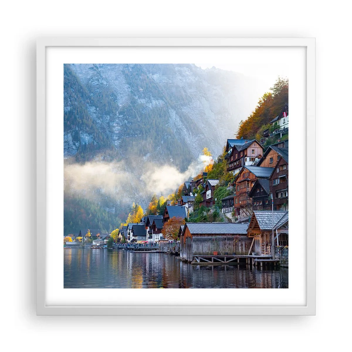Plakat w białej ramie - Alpejskie klimaty - 50x50 cm