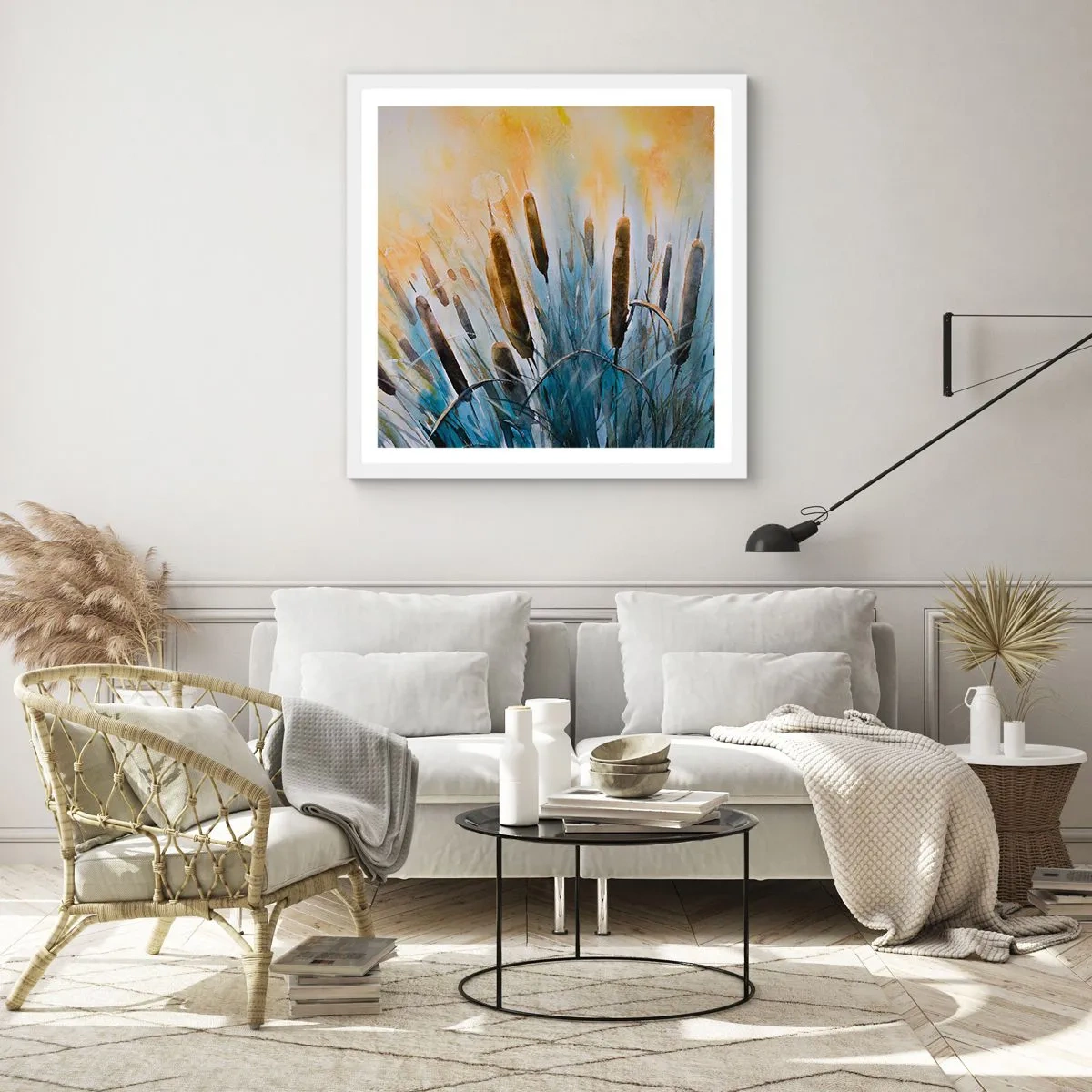 Plakat w białej ramie - Chłód wody, słońca żar - 40x40 cm