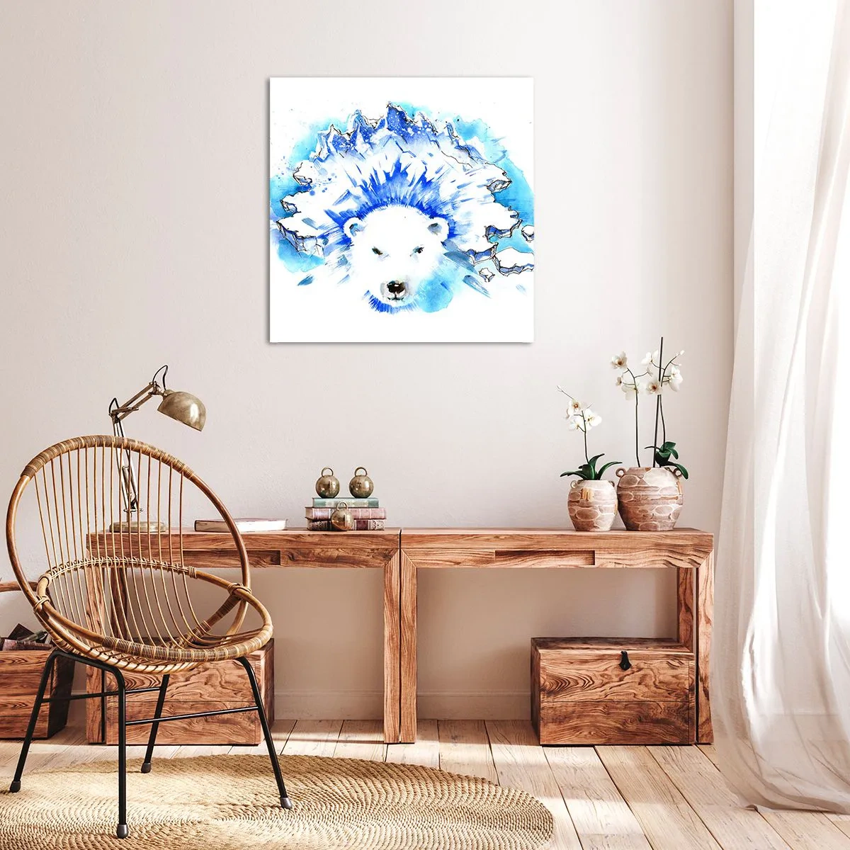 Obraz na płótnie - Król Arktyki w lodowej koronie - 60x60 cm