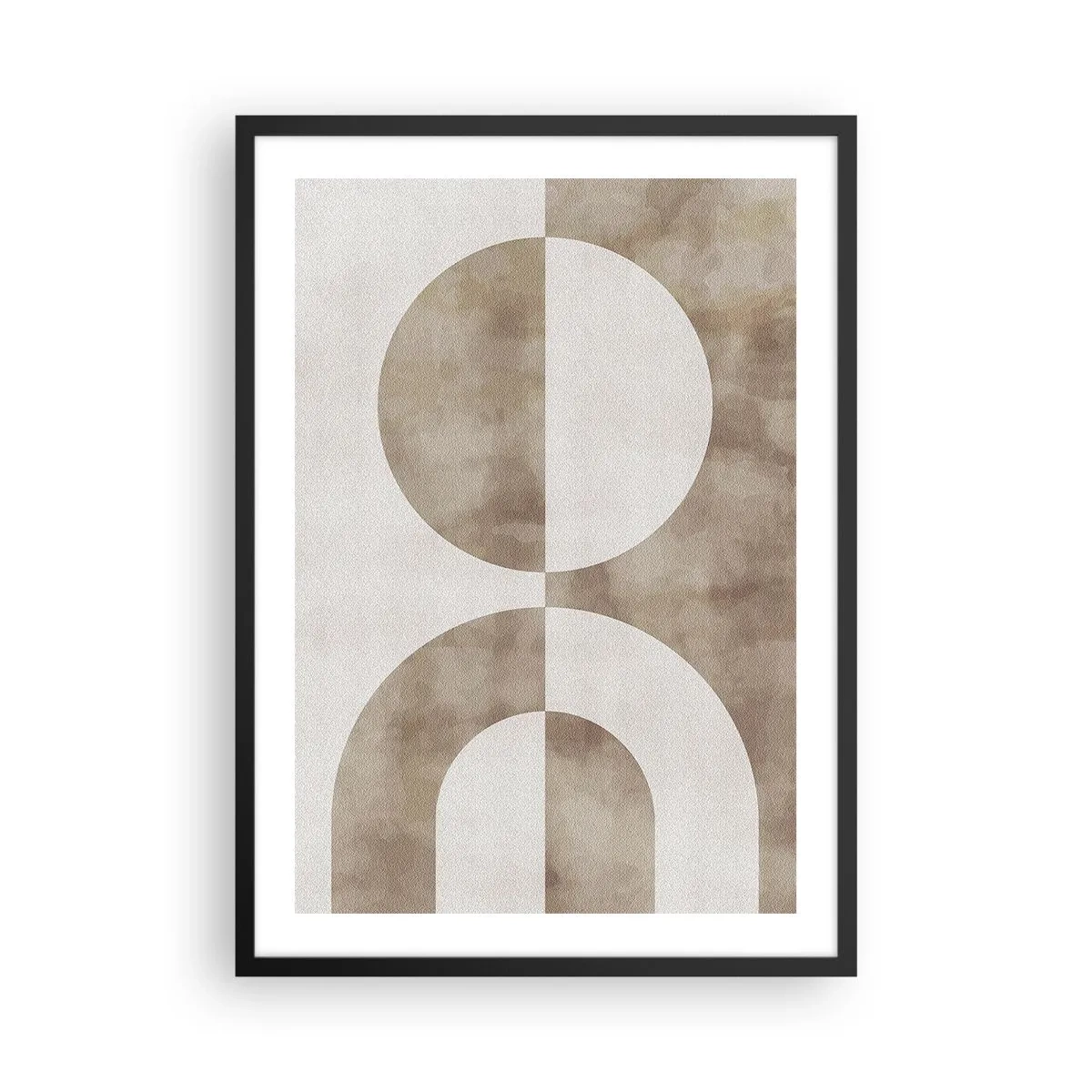 Plakat w czarnej ramie - Geometryczna abstrakcja w ciepłych beżowych odcieniach - 50x70cm - Podobieństwa i różnice - Nowoczesna dekoracja ścienna do salonu i sypialni ARTTOR