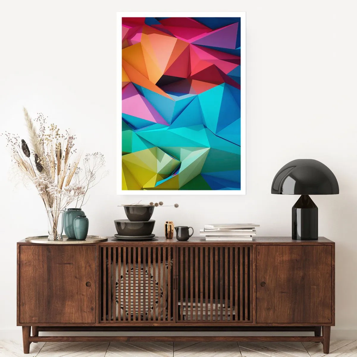 Plakat - Tęczowe origami - 30x40 cm