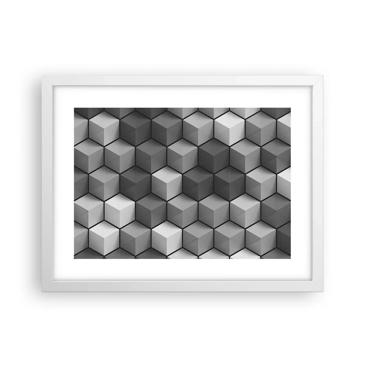 Plakat w białej ramie - Kubistyczna układanka - 40x30 cm