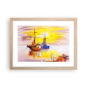 Plakat w ramie jasny dąb - Zasłużony odpoczynek w porcie - 40x30 cm