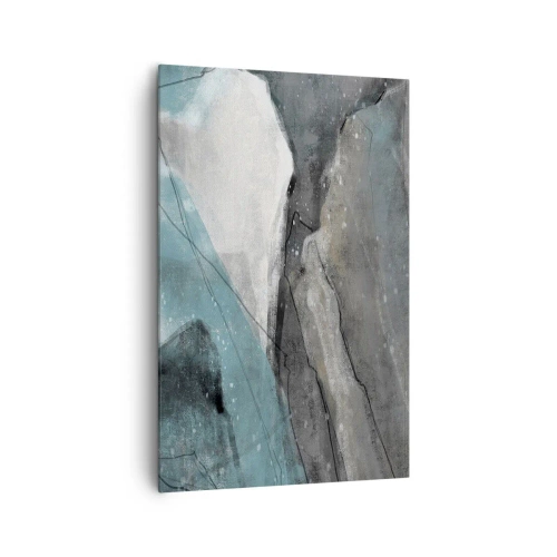 Obraz na płótnie - Abstrakcyjna kompozycja w odcieniach szarości i błękitu - 80x120cm - Abstrakcja: skały i lód - Nowoczesna dekoracja ścienna do salonu i sypialni ARTTOR