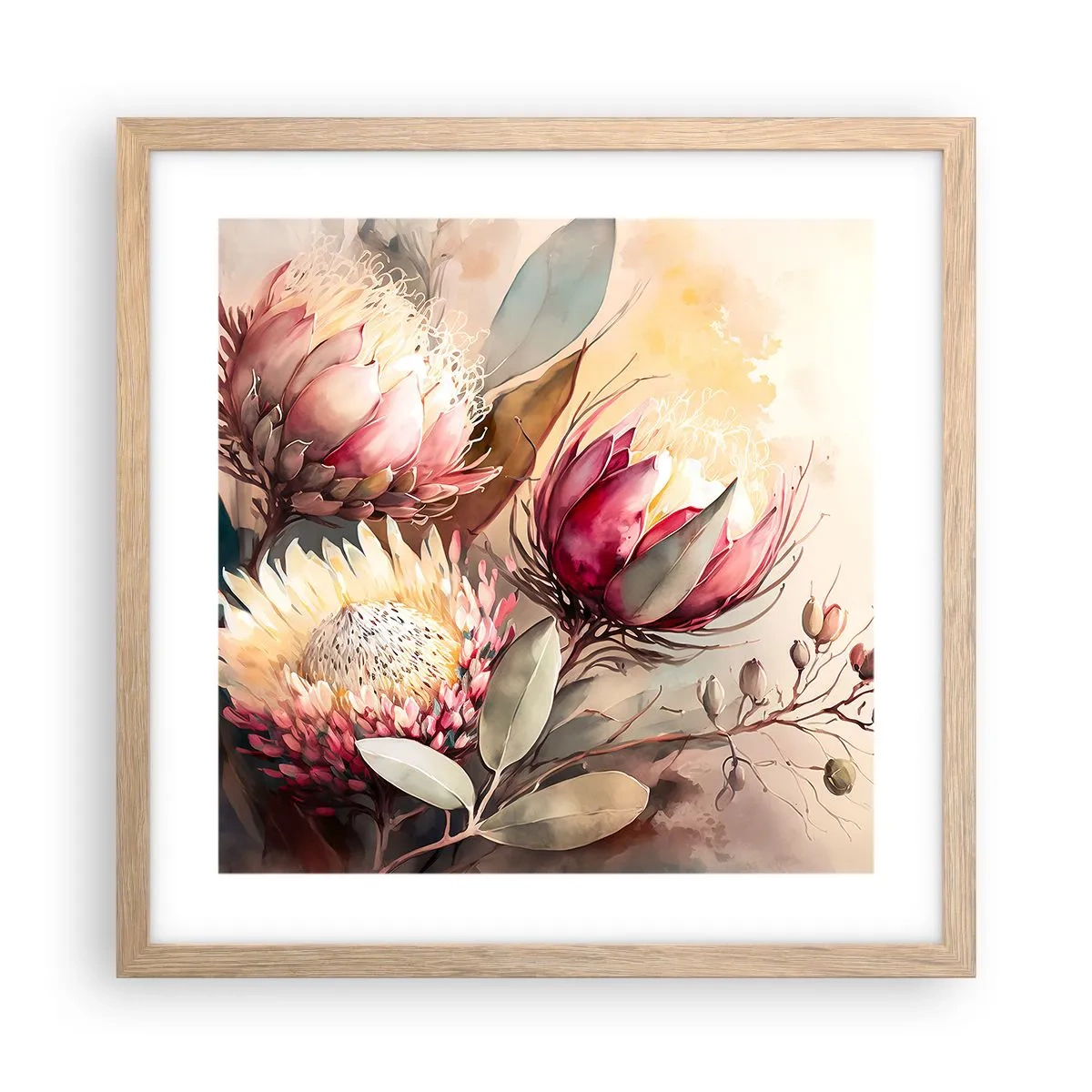 Plakat w ramie jasny dąb - Z profilu i en face - 40x40 cm