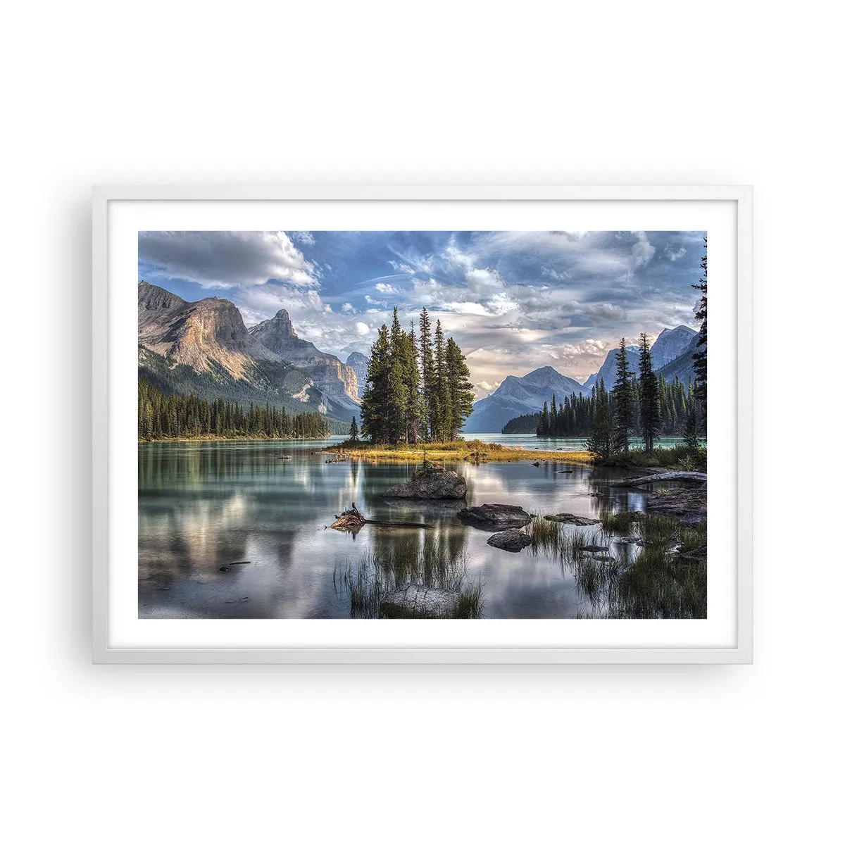 Plakat w białej ramie - Nad wodą wielką i czystą… - 70x50 cm