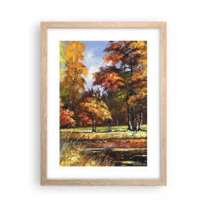 Plakat w ramie jasny dąb - Pejzaż w złocie i brązie - 30x40 cm