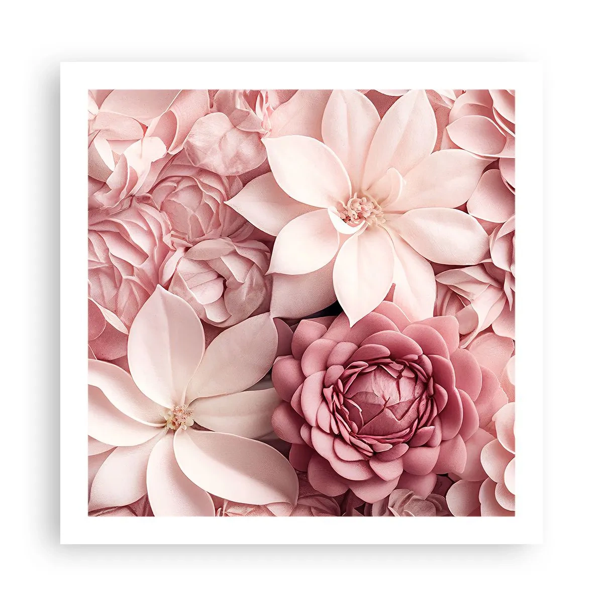 Plakat - W różowych płatkach - 60x60 cm