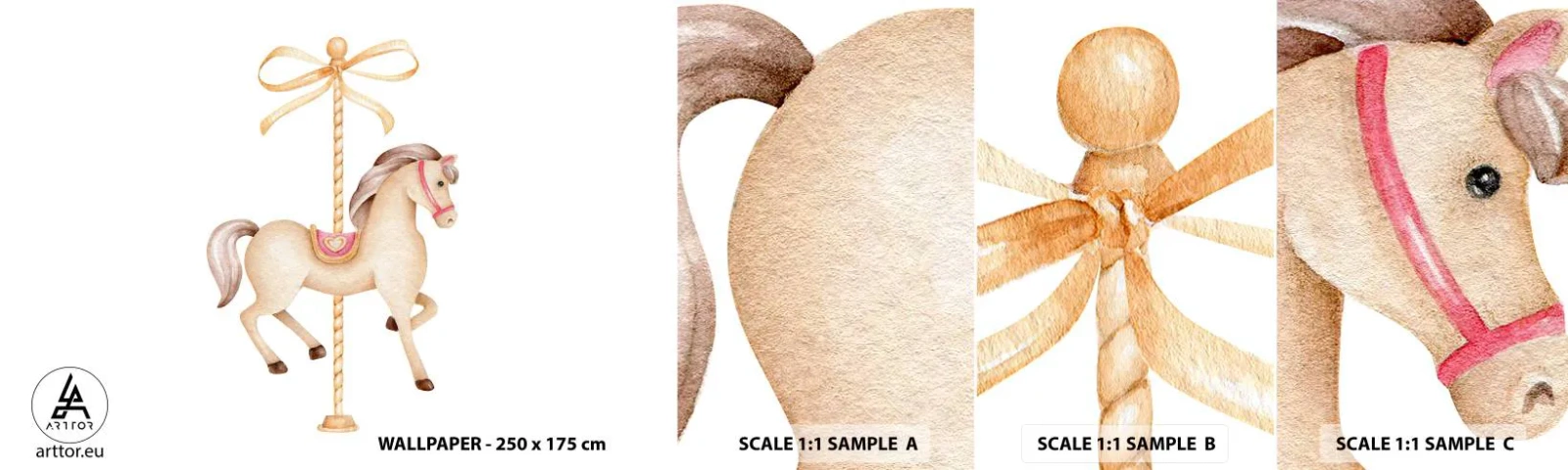 Fototapeta Próbka Standard Eco - Wdzięcznym kłusem - Koń, Karuzela, Dziewczęcy - 100x30 cm