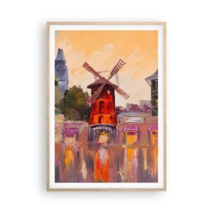 Plakat w ramie jasny dąb - Paryskie ikony – Moulin Rouge - 70x100 cm